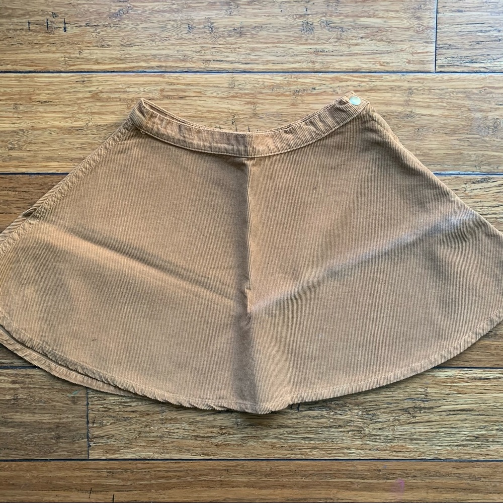 Camel Tan Corduroy Side Zip Swing Skater Skirt
